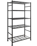 Sakugi 5 Tier Shelf - Heavy Duty Metal Storage Shelves with Adjustable Leveling Feet, Large Capacity Shelving Unit with Multiple Hooks for Kitchen, Pantry, Office (84 x 32 x 183 cm, Black) 🍁 All In One Marketplace Canada