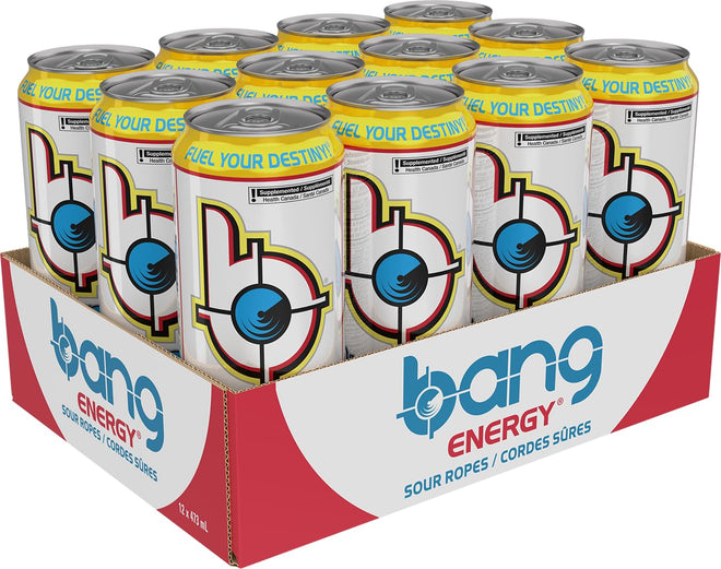 Bang Energy, Sour Ropes, 473mL (12 Pack) - Zero Sugar, Zero Calorie Energy Drink 🍁 All In One Marketplace Canada