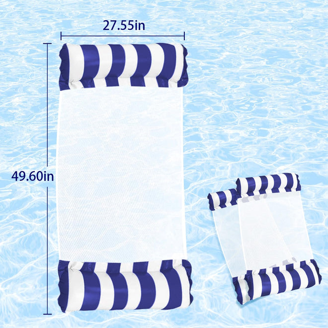 Meegoo Pool Floaties for Adults, 2 Pack Inflatable Water Hammock with Bottom Mesh, Fun Swimming Pool Float Chair, Beach Essentials for Vacation Travel, Heavy Duty Lake Inflatable Lounger Rest 🍁 All In One Marketplace Canada
