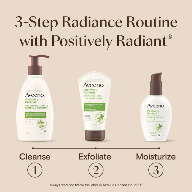 Aveeno Positively Radiant Daily Moisturizer SPF 15 - Face Lotion with Soy Formula for Dry Skin, Hypoallergenic & Oil-Free Lotion, Evens Tone & Texture, Non-Comedogenic Moisturizer for Face 120 mL 🍁 All In One Marketplace Canada