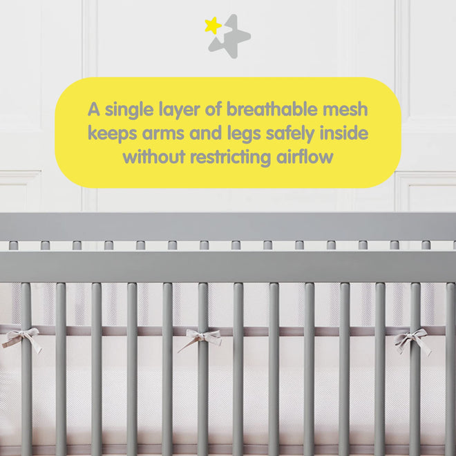 BreathableBaby Breathable Mesh Liner for Full-Size Cribs, Classic 3mm Mesh, White (Size 4FS Covers 3 or 4 Sides) 🍁 All In One Marketplace Canada