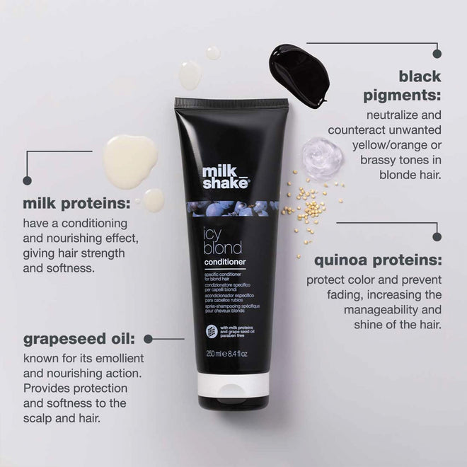 milk_shake Icy Blond Conditioner - Black Pigment Silver Conditioner for Very Light Blond and Platinum Hair, 8.4 Fl Oz (250 ml) 🍁 All In One Marketplace Canada