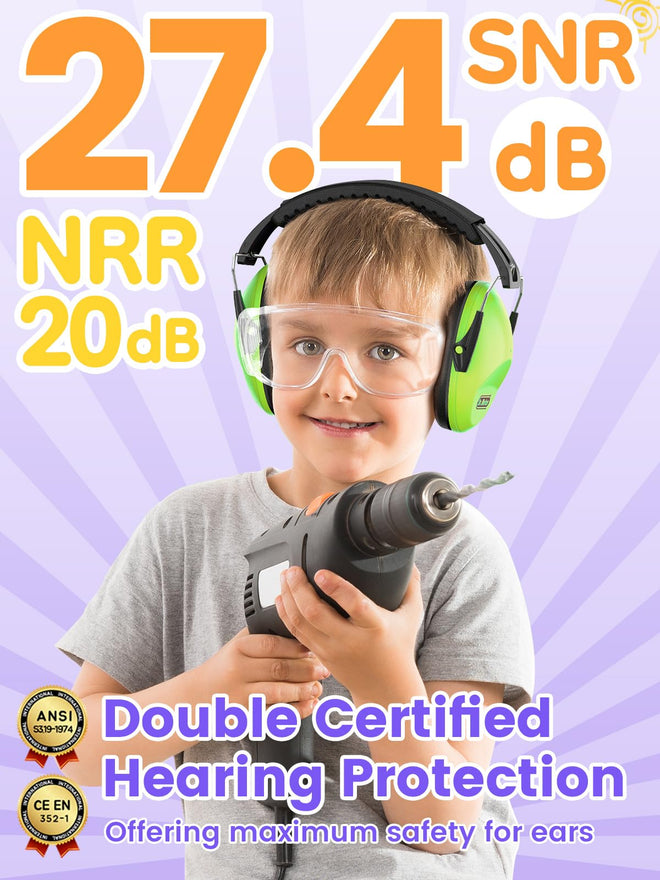 2 Pack Noise Cancelling Headphones for Kids: Dr.meter Kids Ear Protection Earmuffs for Autism Sensory - Hearing Protection Earmuffs for Monster Truck Concerts Study and Fireworks - (green+pink) 🍁 All In One Marketplace Canada