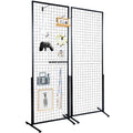 VEVOR 2' x 5.6' Grid Wall Panels Tower, 2 Packs Wire Gridwall Display Racks with T-Base Floorstanding, Double Side Gridwall Panels for Art Craft Shows, Retail Display with Extra Clips and Hooks 🍁 All In One Marketplace Canada
