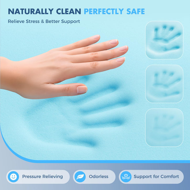 Dual Layer 4 Inch Memory Foam Mattress Topper Queen Size, 2 Inch Cooling Gel Memory Foam and 2 Inch Pillow Top Mattress Pad Cover for Back Pain, Deep Elastic Pocket, Medium Support, White 🍁 All In One Marketplace Canada