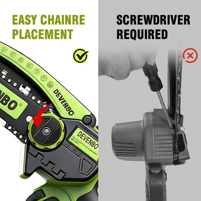 DEVENBO Cordless Mini Chainsaw, 6 Inch 880W Handheld Electric Saw with 2000mAh Battery, Portable Chainsaw for Gardening, Branch Cutting, Camping, Great Gift for Men & Dad 🍁 All In One Marketplace Canada