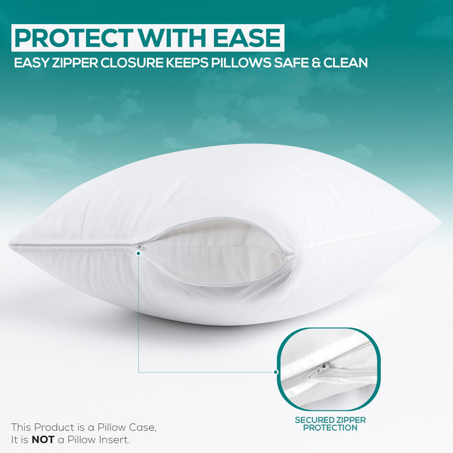 Utopia Bedding Waterproof Pillow Protectors Zippered King Size (2 Pack, White), Zippered Pillowcases, Bed Bug Proof Pillow Encasement Covers 20 x 38 Inches 🍁 All In One Marketplace Canada