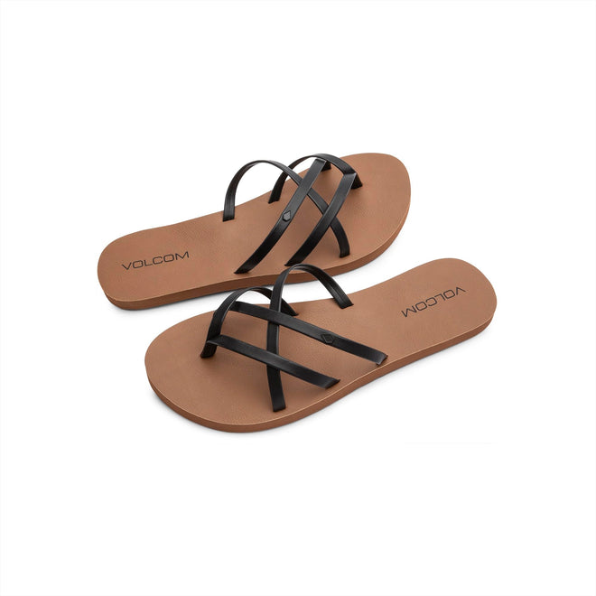 Volcom Women’s New School Sandals – Criss Cross Strap Flip Flops with Comfort Foam Footbed, Black, 8 🍁 All In One Marketplace Canada