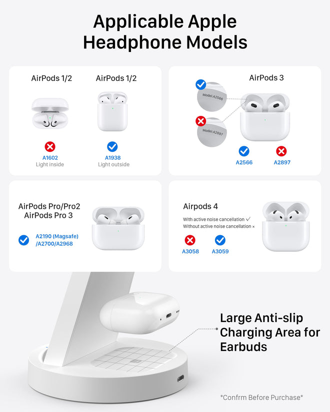 Anlmz 3 in 1 Charging Station for iPhone - Wireless Charger for Apple Products Multiple Devices - Charging Dock Stand for AirPods (for iPhone 17 16e 16 15 14 13 pro 12 11 X Max) 🍁 All In One Marketplace Canada