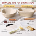 KOACKL Sourdough Bread Starter Kits, Banneton Sourdough Bread Making Tools Kit, Banneton Proofing Basket Making Bread Basket Baking for Baking Dough with Rising Pattern (Round and Oval) 🍁 All In One Marketplace Canada