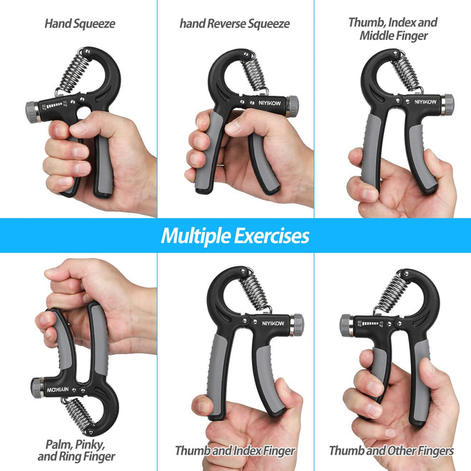 NIYIKOW 2 Pack Hand Grip Strengthener, Grip Strength Trainer, Adjustable Resistance 22-132Lbs (10-60kg), Forearm Strengthener, Perfect for Musicians Athletes - Grey 🍁 All In One Marketplace Canada