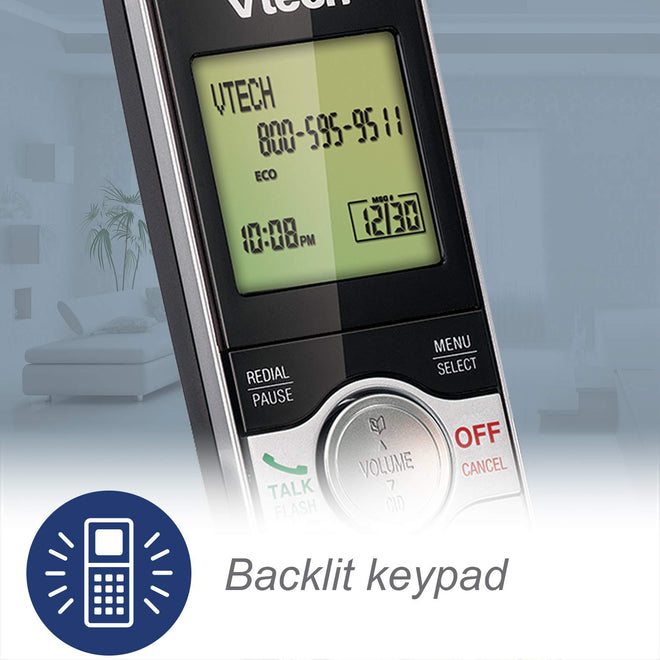 VTech DECT 6.0 Three Handset Cordless Phone with CID, Backlit Keypads and Screens, Full Duplex Handset Speakerphones, Call Block, (Not Answering Machine Version) Silver/Black 🍁 All In One Marketplace Canada