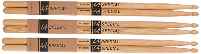 LA Specials Hickory 5A Drum Sticks, Wood Tip, 3-Pair Pack 🍁 All In One Marketplace Canada
