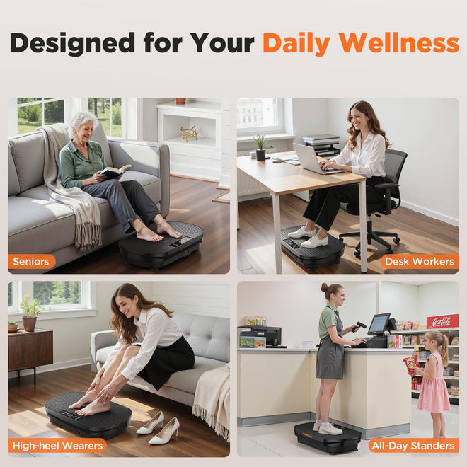 FEIERDUN Vibration Plate Exercise Machine, Full Body Vibrating Plate with Wider Platform, 150kg (330lbs) Capacity, Plaque Vibrante with LED Screen, Remote & Resistance Bands,Black 🍁 All In One Marketplace Canada