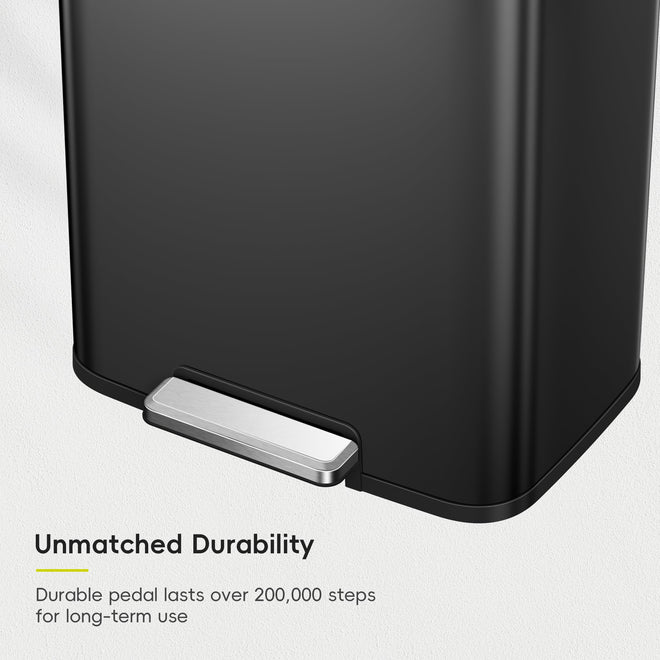 EKO Madison Matte Black 50 Liter/13.2 Gallon Step Trash Can with Inner Liner - Fingerprint Resistant Finish 🍁 All In One Marketplace Canada