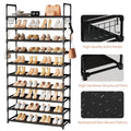 10 Tier Shoe Rack, Large Capacity Tall Shoe Storage Organizer Holds 50-55 Pairs Shoes and Boots, Vertical Shoe Shelf Cabinet with Versatile Hooks for Closet Entryway Garage Bedroom 🍁 All In One Marketplace Canada