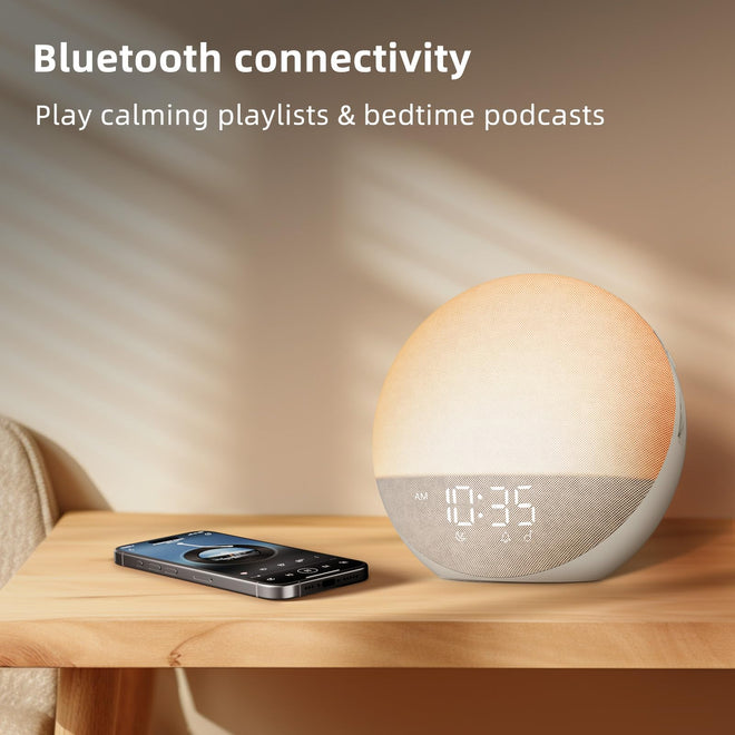 Sunrise Alarm Clock White Noise Machine: Natural Wake Up Light - Dimmable Clock with Bluetooth Speaker for Bedroom - 25 Sleep Sounds for Baby Adults Kids Putty 🍁 All In One Marketplace Canada
