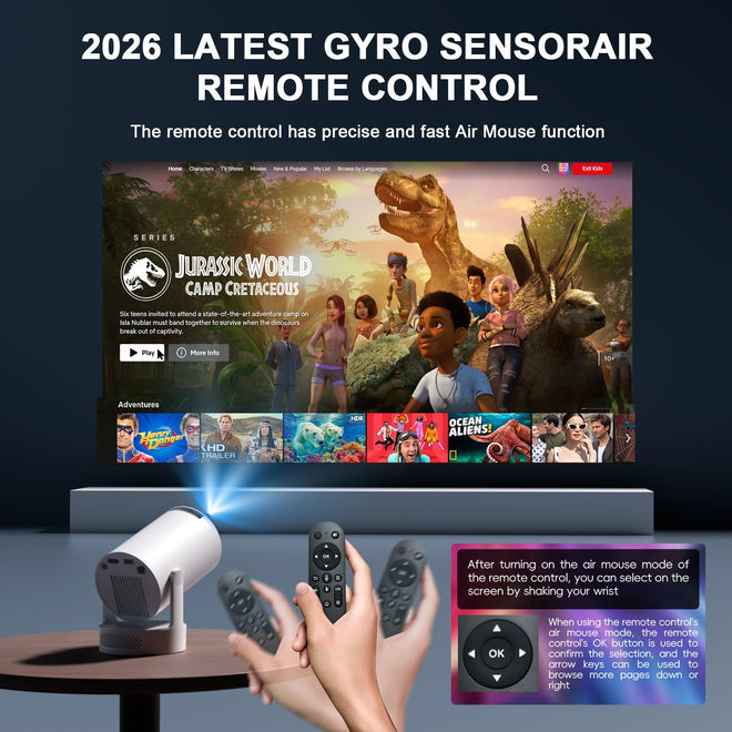 [Built-in Apps & 2026 Upgraded] Mini Projector with WiFi 6 and Bluetooth 5.4 Support 4K 1080P Auto Keystone 180° Rotatable Projector Portable Compatibile with HDMI/TV Stick/Memory Stick/Laptop, White 🍁 All In One Marketplace Canada