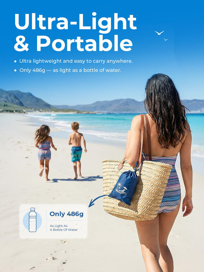 SOLNERY Large Beach Blanket Sand Proof Water Resistant, Beach Mat Sand Free Waterproof, Windproof, Stylish & Skin-Friendly, 8.2 x 6.8 ft, Fits 1–8 People, for Seaside, Picnic & Outdoor(Ocean Blue) 🍁 All In One Marketplace Canada