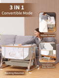 Baby Bassinet, Basinet Bedside Sleeper with Waterproof Bassinet Sheets and Soft Mattress, Safe Adjustable Height Bedside Bassinets with Wheels, Girl/Boy Bassinets, Jestonten (Khaki) 🍁 All In One Marketplace Canada
