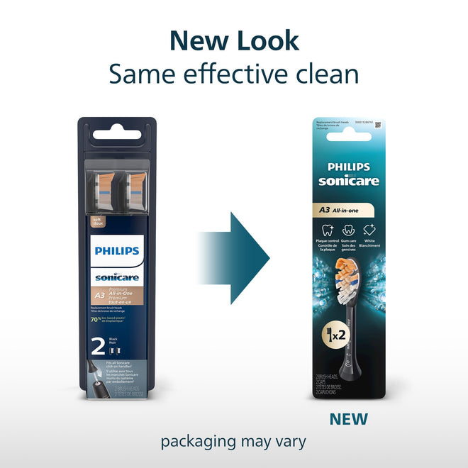 Philips Sonicare A3 All-in-one - Genuine Replacement Electric Toothbrush Heads, Black, 2 Pack, HX9092/95 🍁 All In One Marketplace Canada