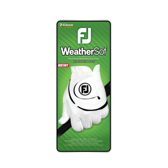 FootJoy Men's WeatherSof 2-Pack Golf Glove, White, Large, Worn on Right Hand 🍁 All In One Marketplace Canada
