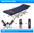 Overmont Camping Cot with Cushion - 28” Extra Wide Folding Cots for Adults Load 550 LBS with Carry Bag - Double Layer 2400D Oxford Sleeping Bed for Outdoor Travel Home Office Nap 🍁 All In One Marketplace Canada