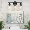 3-Light Bathroom Light Fixtures, Black Bathroom Wall Lights, Modern Bathroom Vanity Light with Clear Glass Shade, Bathroom Wall Lamp for Mirror Kitchen Bedroom Living Room 🍁 All In One Marketplace Canada