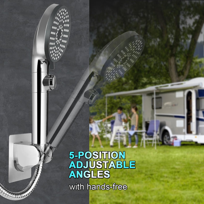 RV Shower Head with Hose, High Pressure 5 Mode Shower Head Replacement, Shower Head for RV/Campers, Travel Trailer, Motorhome for Water Saving, Handheld Shower Head Holder and Hose, On Off Switch 🍁 All In One Marketplace Canada