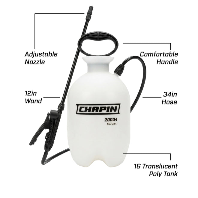 Chapin 20004 Sprayer Tank, Lawn and Garden, Hand Pump Pressured, Anti-Clog Filter, Adjustable Spray Nozzle, Spray Plants, Watering, Weeds, Fertilizer and Pests, White, 1 Gallon (4.5 Liters) 🍁 All In One Marketplace Canada