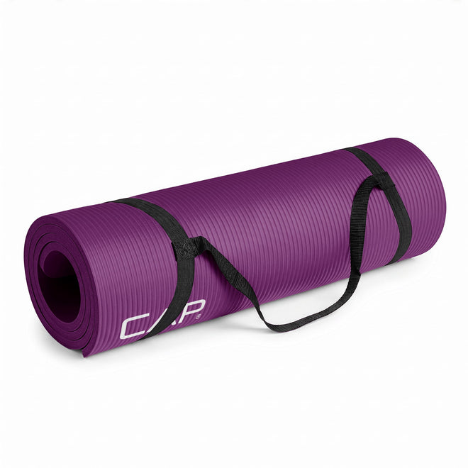 CAP Barbell High Density Exercise Yoga Mat with strap, 68"x24" 12mm - Wine 🍁 All In One Marketplace Canada