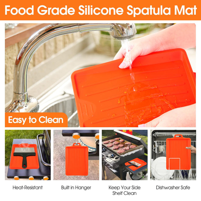 Upgraded Griddle Cleaning Kit for Blackstone 18 Pieces Flat Top Grill Accessories Cleaner Tool Set with Scraper, Heat-Resistant Silicone Spatula Mat with Hanger, Grill Brick, Scouring Pads 🍁 All In One Marketplace Canada