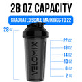 VELOMIX -2 Pack- 28 oz Protein Shaker Bottles for Protein Mixes - 2x Wire Whisk | Leak Proof Shaker Cups for Protein Shakes | Protein Shaker Bottle Pack | Shakers (Transparent & Black - 28oz) 🍁 All In One Marketplace Canada