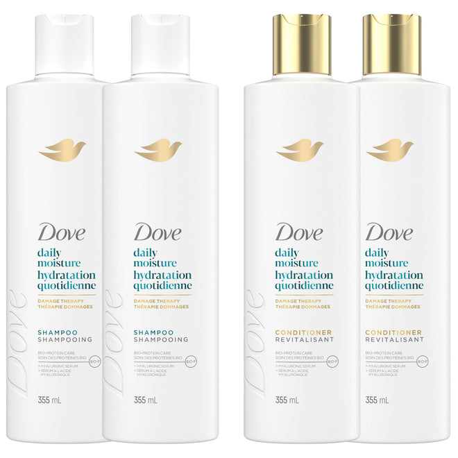 Dove Daily Moisture Damage Therapy Shampoo & Conditioner, 355mL, 4-Pack 🍁 All In One Marketplace Canada