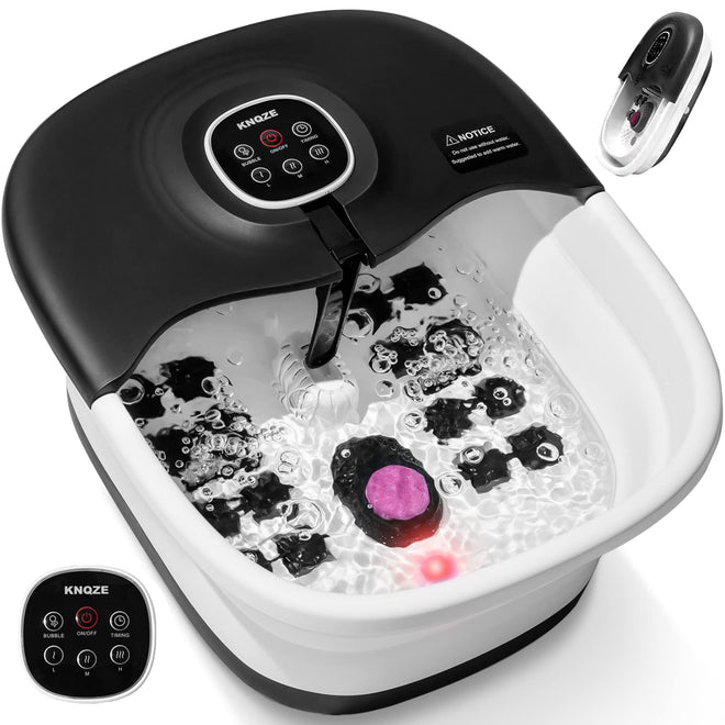 Collapsible Foot Spa Bath with Heat, Remote Control, Temperature Control, Bubbles, Pumice Stone, Red Light, Timer, 16 Massage Roller Pedicure Foot Spa Tub Foot Soaker for Soothe & Relax Tired Feet 🍁 All In One Marketplace Canada