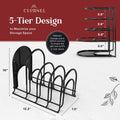 Heavy Duty Pan Organizer, 5 Tier Rack - Holds up to 50 LB - For Cast Iron Skillets, Griddles, Pots - Durable Steel Construction - Space Saving Kitchen Storage - No Assembly Required - Black 12.2-Inch 🍁 All In One Marketplace Canada