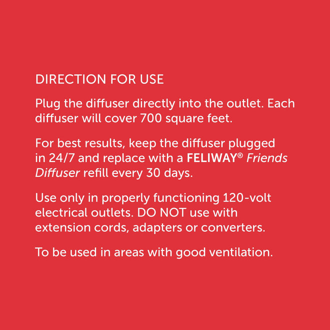 FELIWAY Friends Diffuser Refill, Promotes harmony between cats in multi-cat households, VHP Registered NN.X7C2, includes 1 Refill, Lasts 30 Days, Cat Calming Pheromones, 48ml 🍁 All In One Marketplace Canada
