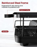 Sakugi Dish Drying Rack - Compact Dish Racks with Drain Board for Kitchen Counter, Durable Stainless Steel Dish Rack Used in Sink & on Countertop, Dark Black, Large 🍁 All In One Marketplace Canada