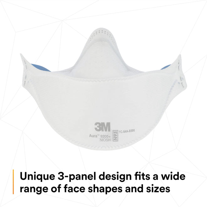 3M Aura Particulate Respirator 9205+, N95, Pack of 20 Disposable Respirators, Individually Wrapped, 3 Panel Flat Fold Design Allows for Facial Movements, Comfortable, NIOSH Approved 🍁 All In One Marketplace Canada