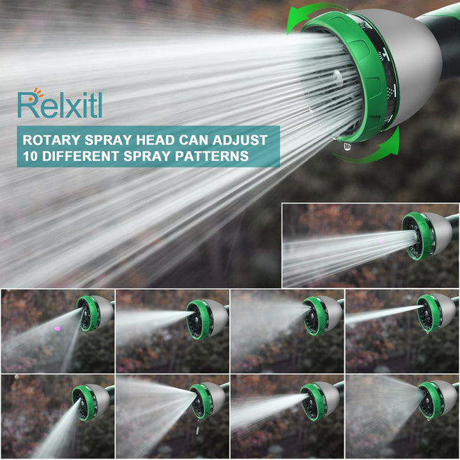 Expandable Garden Hose 100ft Flexible Water Hose, 10 Function Sprayer Nozzle, 3/4 Inch Solid Metal Fittings Lawn Yard Garden Outdoor Hose(Black and Green) 🍁 All In One Marketplace Canada