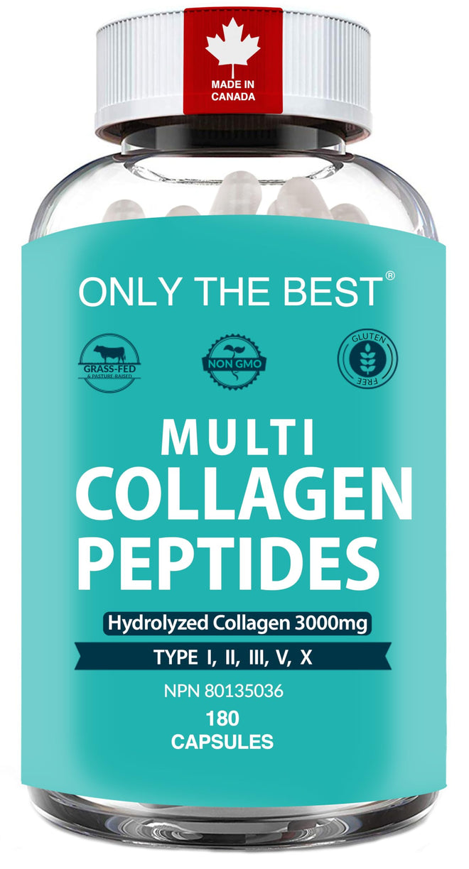 Premium Multi Collagen Peptides Capsules 3000mg - Types I, II, III, V, X To Support Skin, Hair, Nails & Bones - Helps Maintain Strong Joints, Ligaments, Muscles, & Digestive Health* - Hydrolyzed Collagen Supplement 180 Capsules