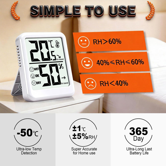 Ayawiss Room Thermometer Indoor Hygrometer with Celsius/Fahrenheit (℃/℉) Switch, Humidity Meter Gauge Digital Temperature and Humidity Sensor Monitor for Home Pets Plants - AAA Battery Included 🍁 All In One Marketplace Canada