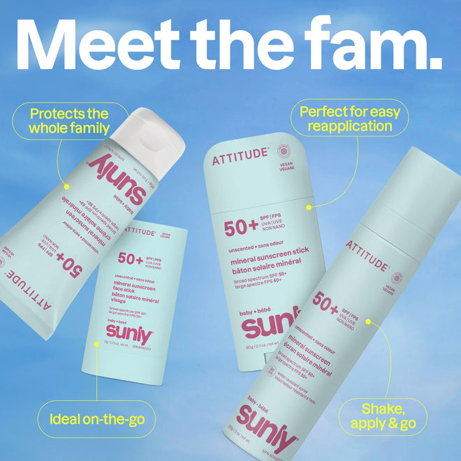 ATTITUDE Baby Mineral Sunscreen Lightweight Lotion SPF 50, Broad Spectrum Zinc Oxide, EWG Verified, Non-Nano, Water-Resistant 80 Minutes, Non-Greasy for Face & Body, Vegan, Unscented, 80 grams 🍁 All In One Marketplace Canada