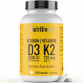 Vitamin D3 K2 Supplement - 2500 IU D3, 120 mcg K2 MK7 x 124 Capsules - Plant-Based, Vegan - Prevents Deficiency, Supports Bone Health in Women and Men - Made in Canada, Third-Party Tested - Nutritionn 🍁 All In One Marketplace Canada