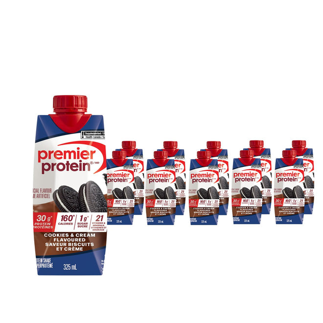 Premier Protein Shake, Cookies & Cream, 30g Protein, 1g Sugar, 11 fl oz Pack of 10 🍁 All In One Marketplace Canada