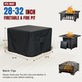 SHINESTAR Fire Pit Cover Square 32" x 32" x 24" - 600D Heavy Duty Waterproof & Windproof Outdoor Firepit Table Cover with Double Drawstrings for 28-32 Inch Square Fire Pits - Black 🍁 All In One Marketplace Canada