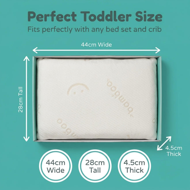 Baby Works Toddler Pillow - Soft, Supportive and Breathable Memory Foam with Hypoallergenic Bamboo Cover, Chiropractor Recommended, Washable and Removable Cover, Perfect for Cribs, Ages 12m+ 🍁 All In One Marketplace Canada