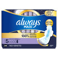 ALWAYS MAXI OVERNIGHT PADS WITH WINGS, SIZE 5, EXTRA HEAVY OVERNIGHT, UNSCENTED, 72 COUNT TOTAL (PACK OF 3) 🍁 All In One Marketplace Canada