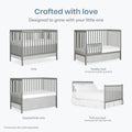 Dream On Me Synergy 5-in-1 Convertible Crib in Cool Grey, Greenguard Gold Certified, BSA Certified, 3 Mattress Height Settings, Classic Nursery Furniture 🍁 All In One Marketplace Canada