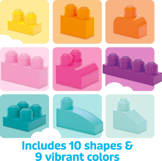 MEGA BLOKS First Builders Toddler Blocks Toys Set, Big Building Bag Collection with 80 Pieces and Storage, Pink, Ages 1+ Years 🍁 All In One Marketplace Canada